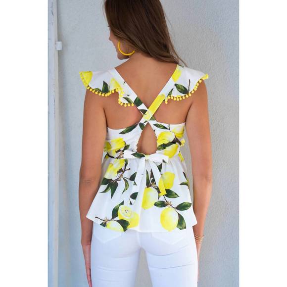 NEW BTFL-LIFE poplin ruffle top in lemon zest - Picture 5 of 5